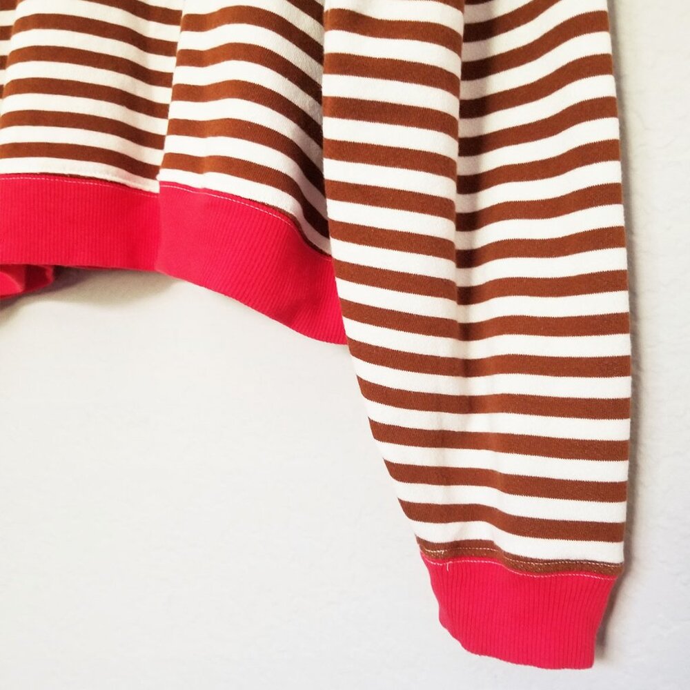 Free People We The Free Classic Striped Oversized Crewneck S Coffee Combo $98 - Picture 13 of 16